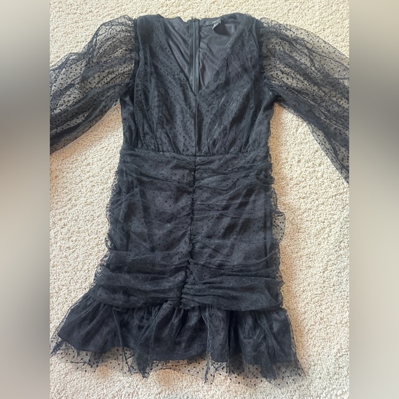 Forever 21 Dresses & Skirts - Forever21 Large black sheer polka dot dress Long sleeve